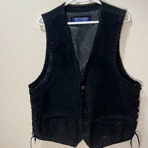 XL Black Leather Men's Vest